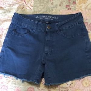 AEO super stretch high rise size 4 blue shorts